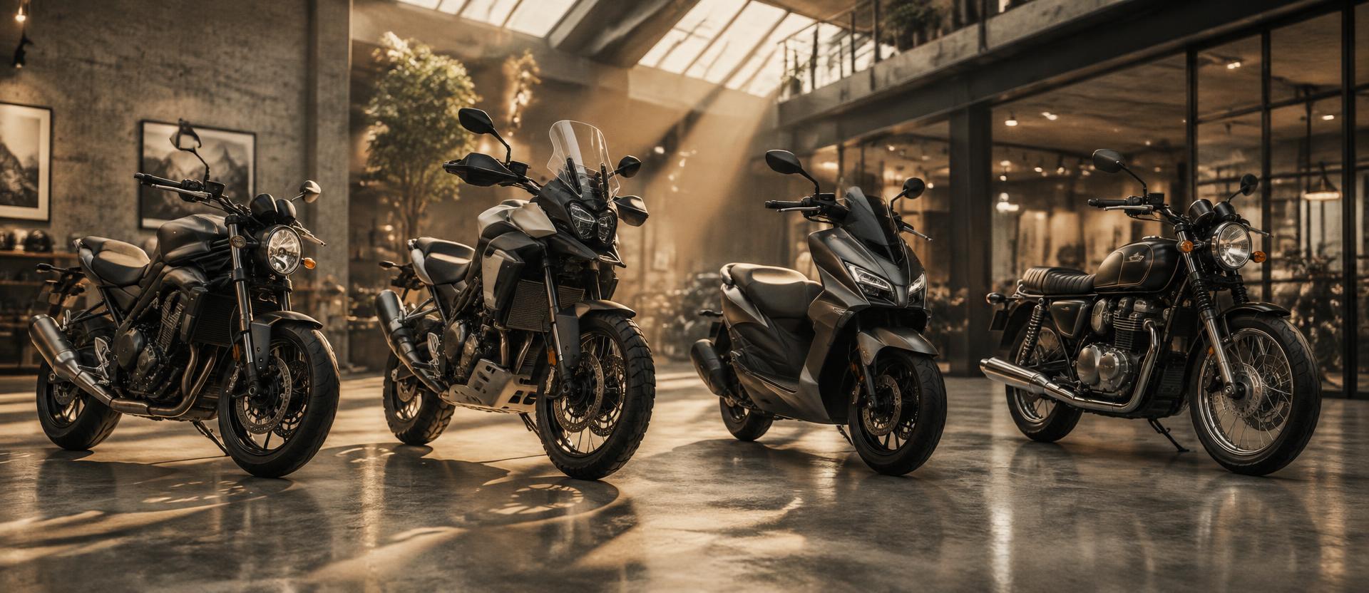 Fila di moto usate esposte nel piazzale Ganassin Moto