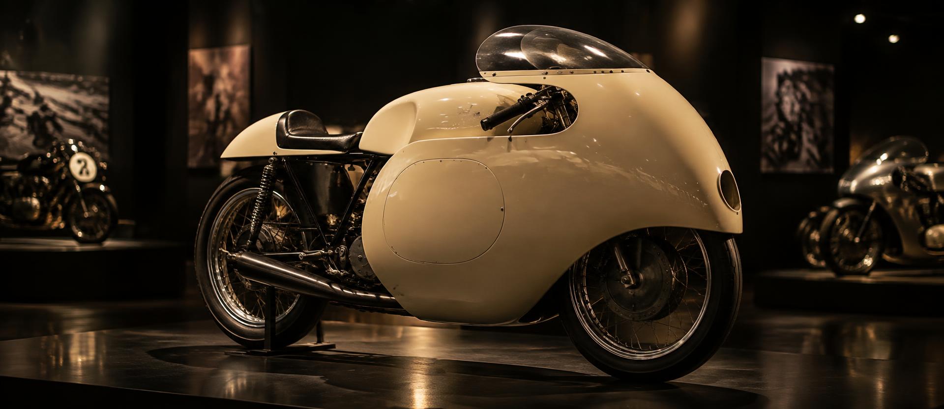 Moto storica italiana con serbatoio a goccia e cerchi a raggi